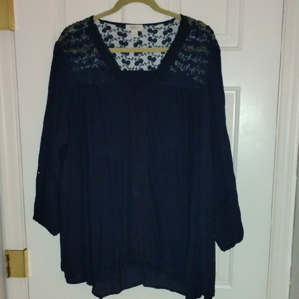 Style & Co. Navy Blue Lace Women's Blouse